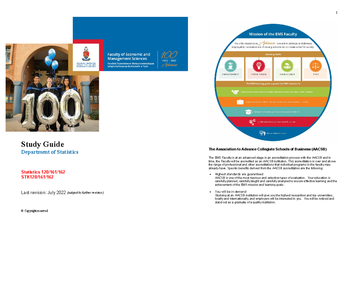 Study Guide STK120-161-162 - Department of Statistics Study Guide ...