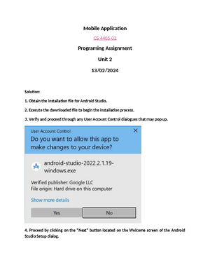 Mobile Application Written Assignment Unit 5 - Mobile Application CS ...