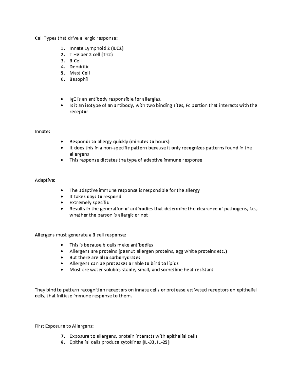 Allergic Response Research Cell Types that drive allergic response