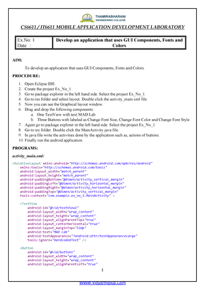 1 MAD Lab Manual 1 Ex 1 Date Develop an application that uses