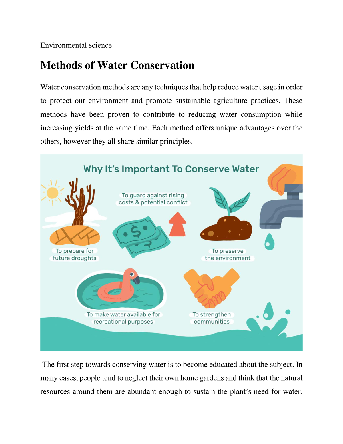 Modern techniques to conserve water by individuals or societies