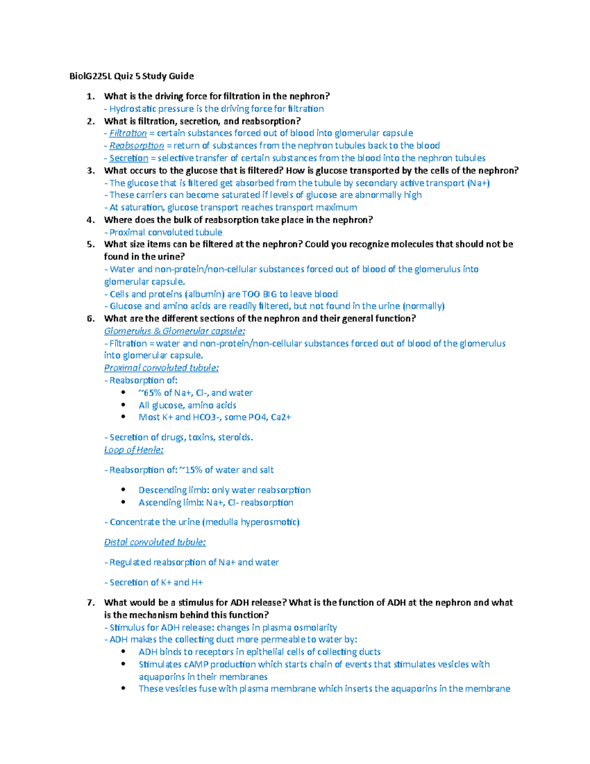 Biol G 225L Quiz 5 Study Guide - BiolG225L Quiz 5 Study Guide What Is ...