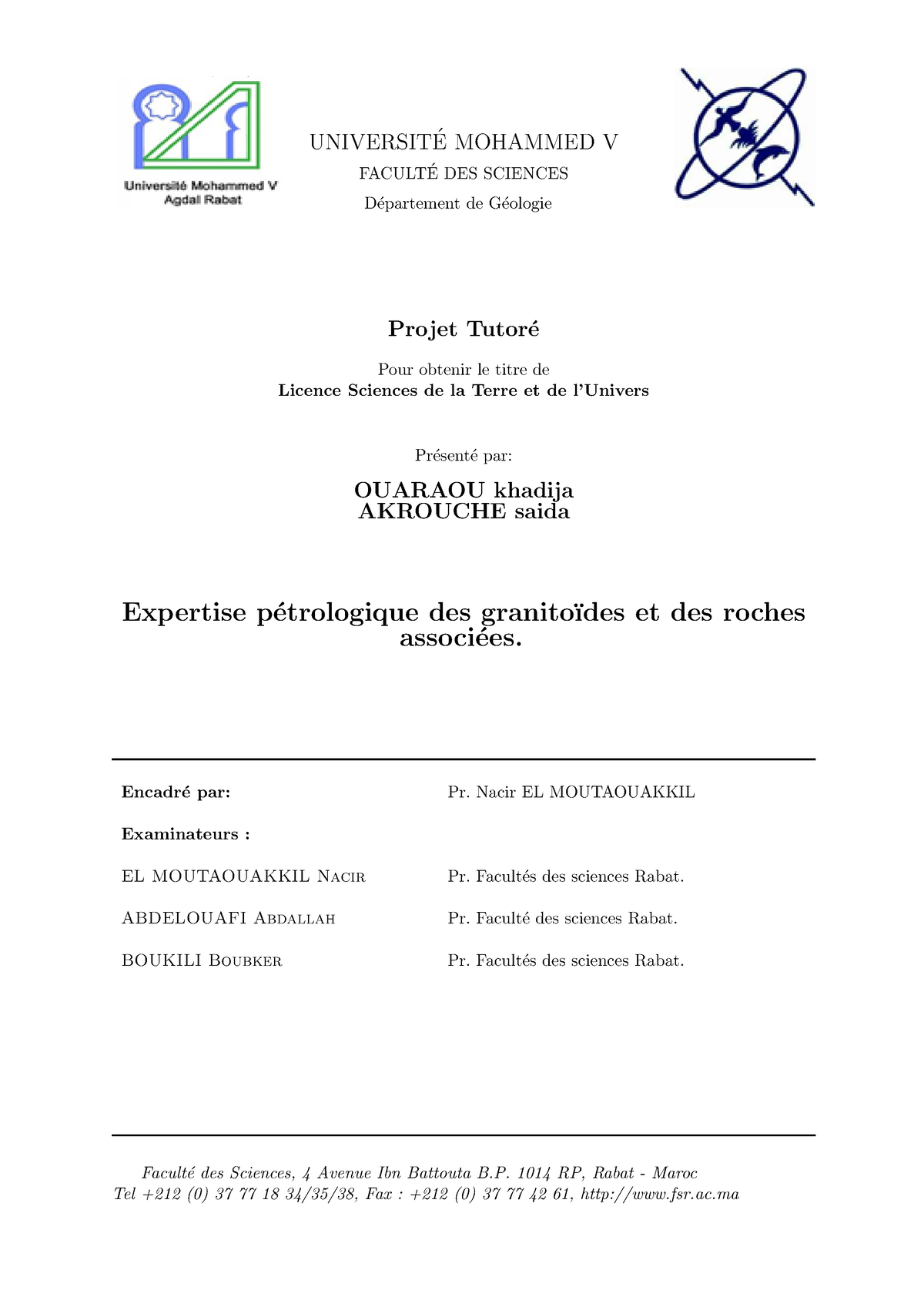 SDIC-PL0616 - PFE Chimie - UNIVERSIT ́E MOHAMMED V FACULT ́E DES ...