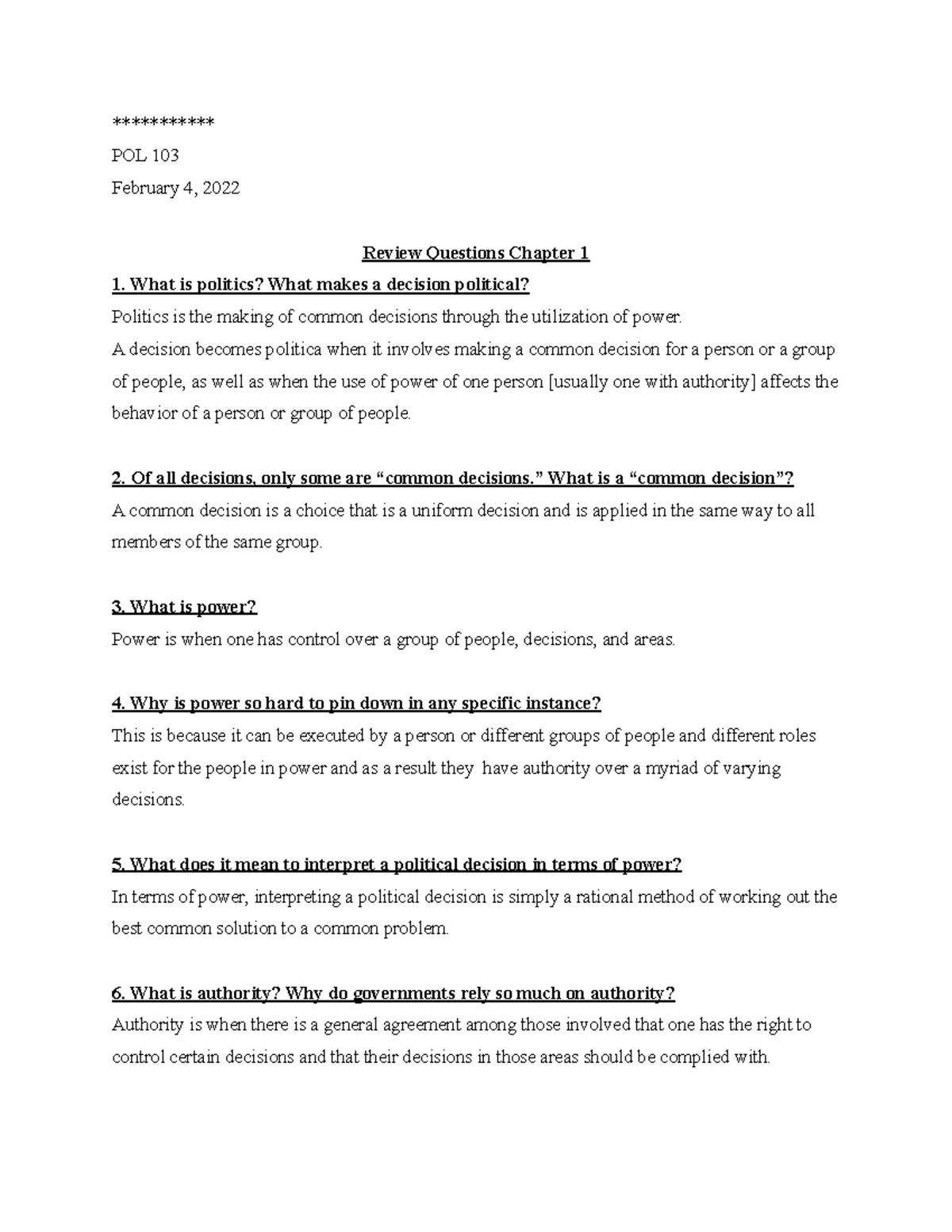 Homework 1 - This assignment discusses politics :setting the stage. It ...