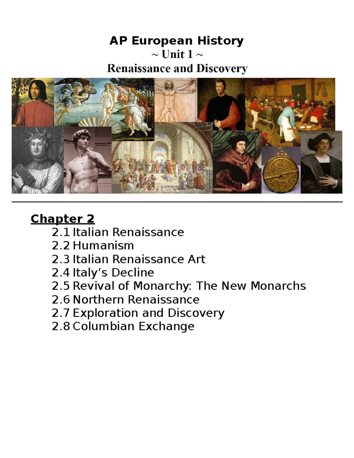 Kevin Martinez Unit 1 Notes AP European History Chapter 2 2