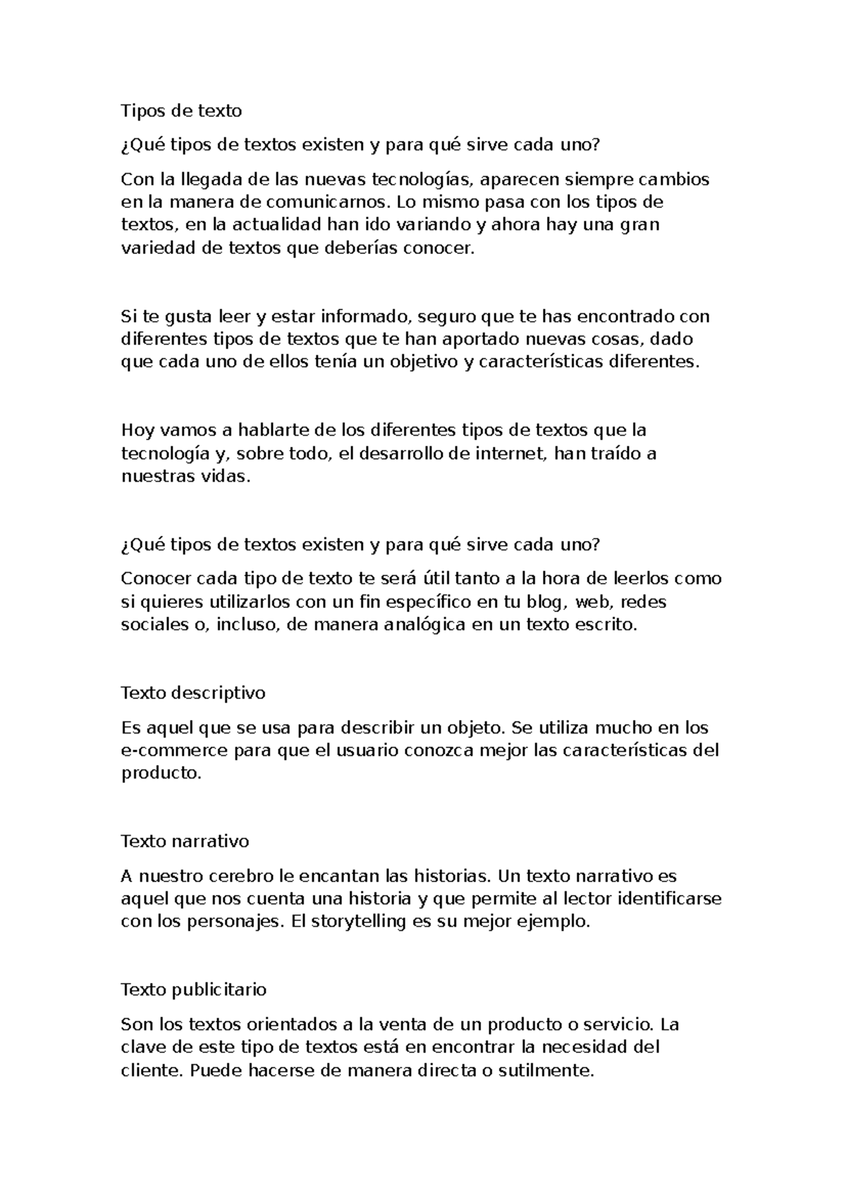 Tipos de texto - Tipos de texto ¿Qué tipos de textos existen y para qué ...