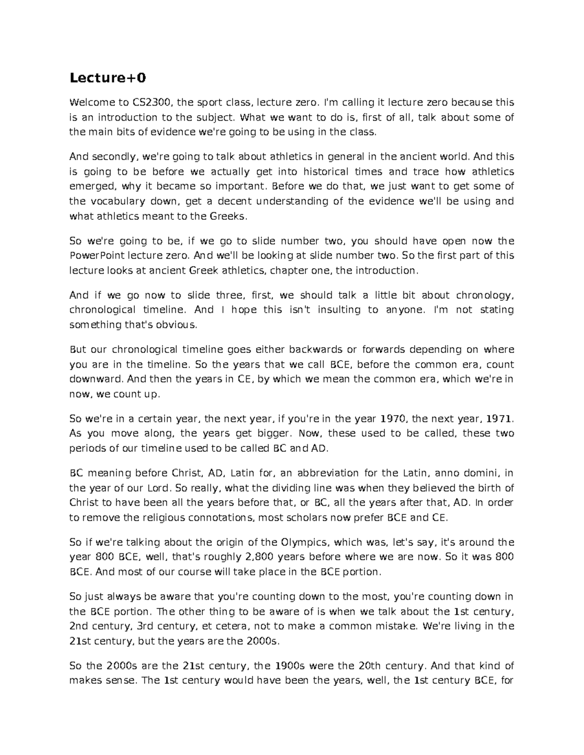 Lecture+0 - icqnnn - Lecture+ Welcome to CS2300, the sport class ...