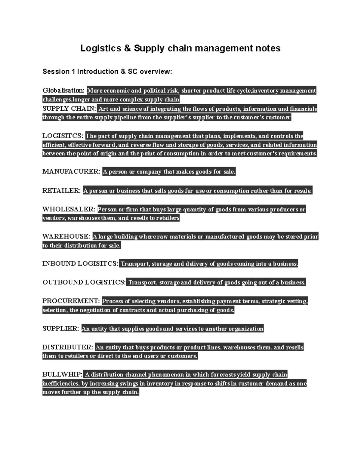 Logistics & Supply Chain Management Notes - Logistics & Supply Chain ...