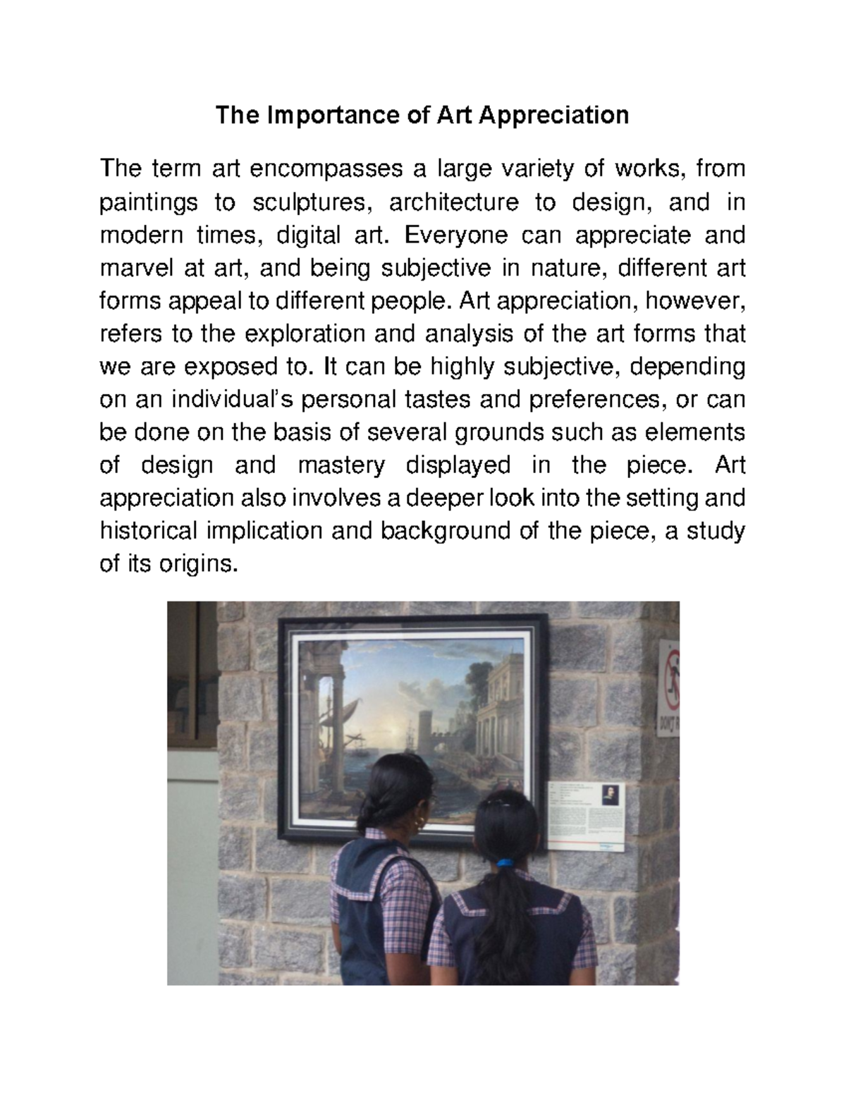 what is beauty in art appreciation essay