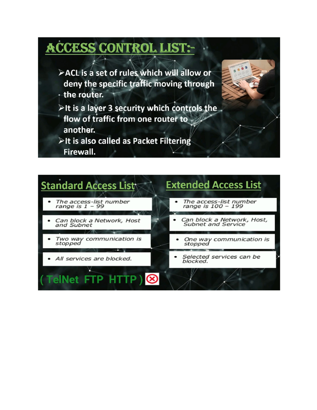 ACL AND ITS Types description about network fundamental Advance