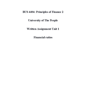 BUS 4406 Written Assignment Unit 4 - University of the People BUS4406 ...