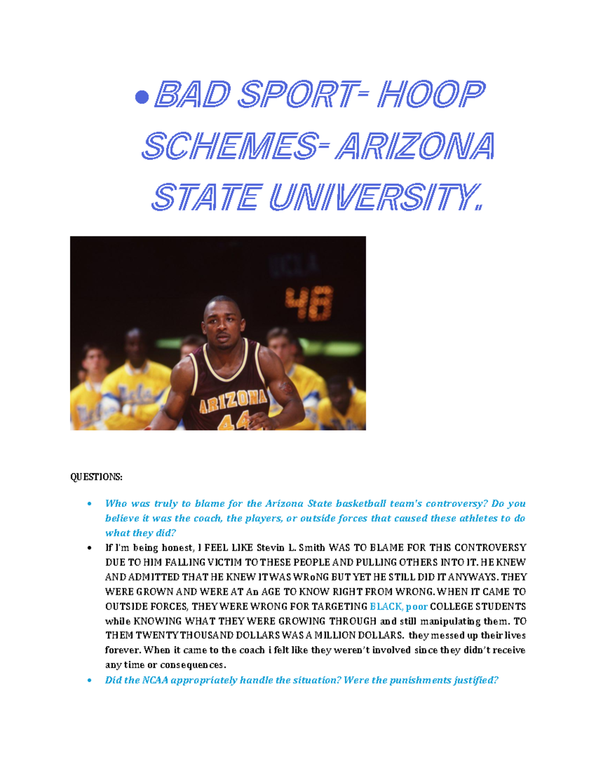 BAD Sport- Arizona State University - • BAD SPORT- HOOP SCHEMES ...