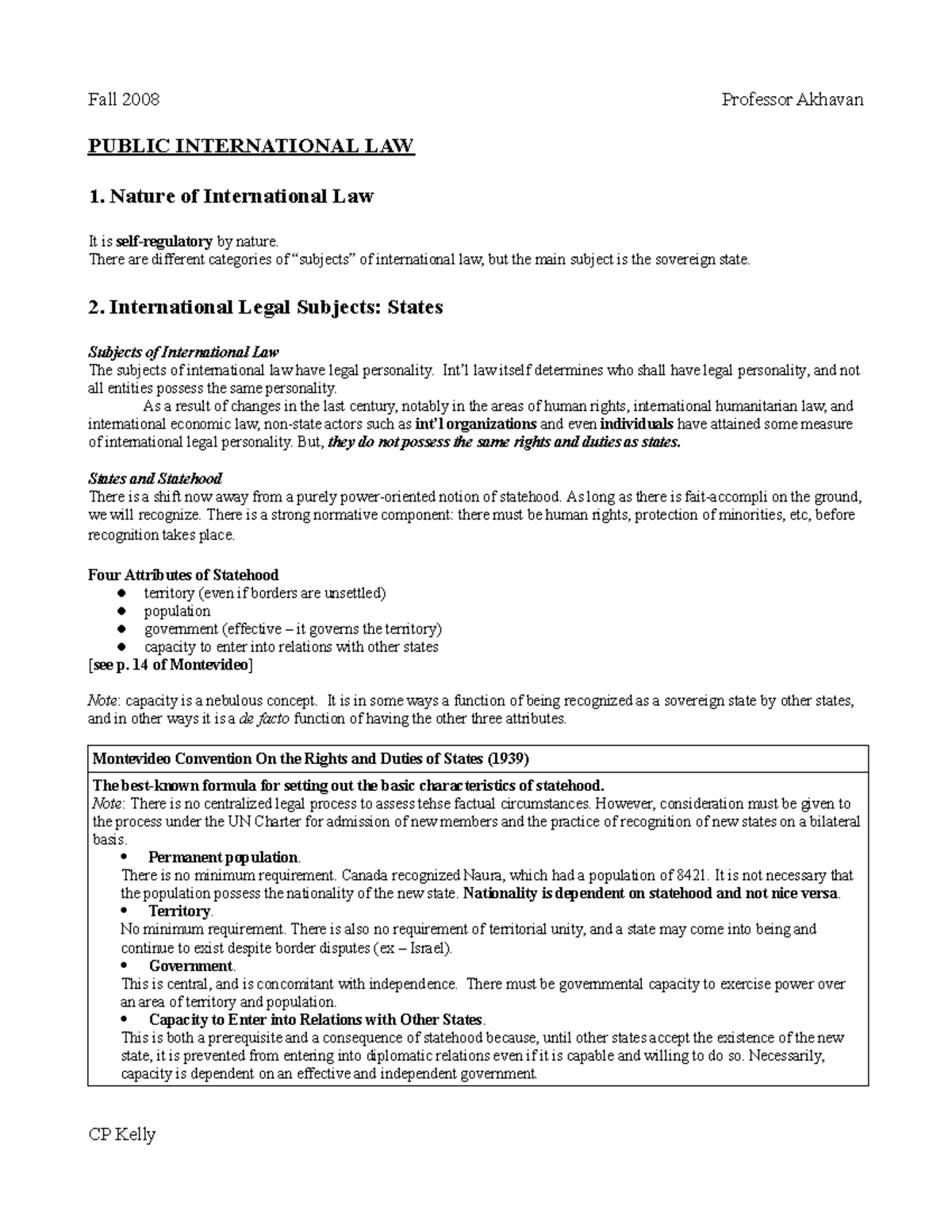 Public International LAW - PUBLIC INTERNATIONAL LAW 1. Nature of ...
