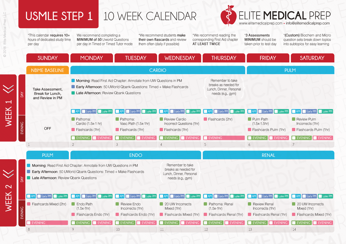 calendar-step-1-week-2-day-morning-read-first-aid-chapter-annotate