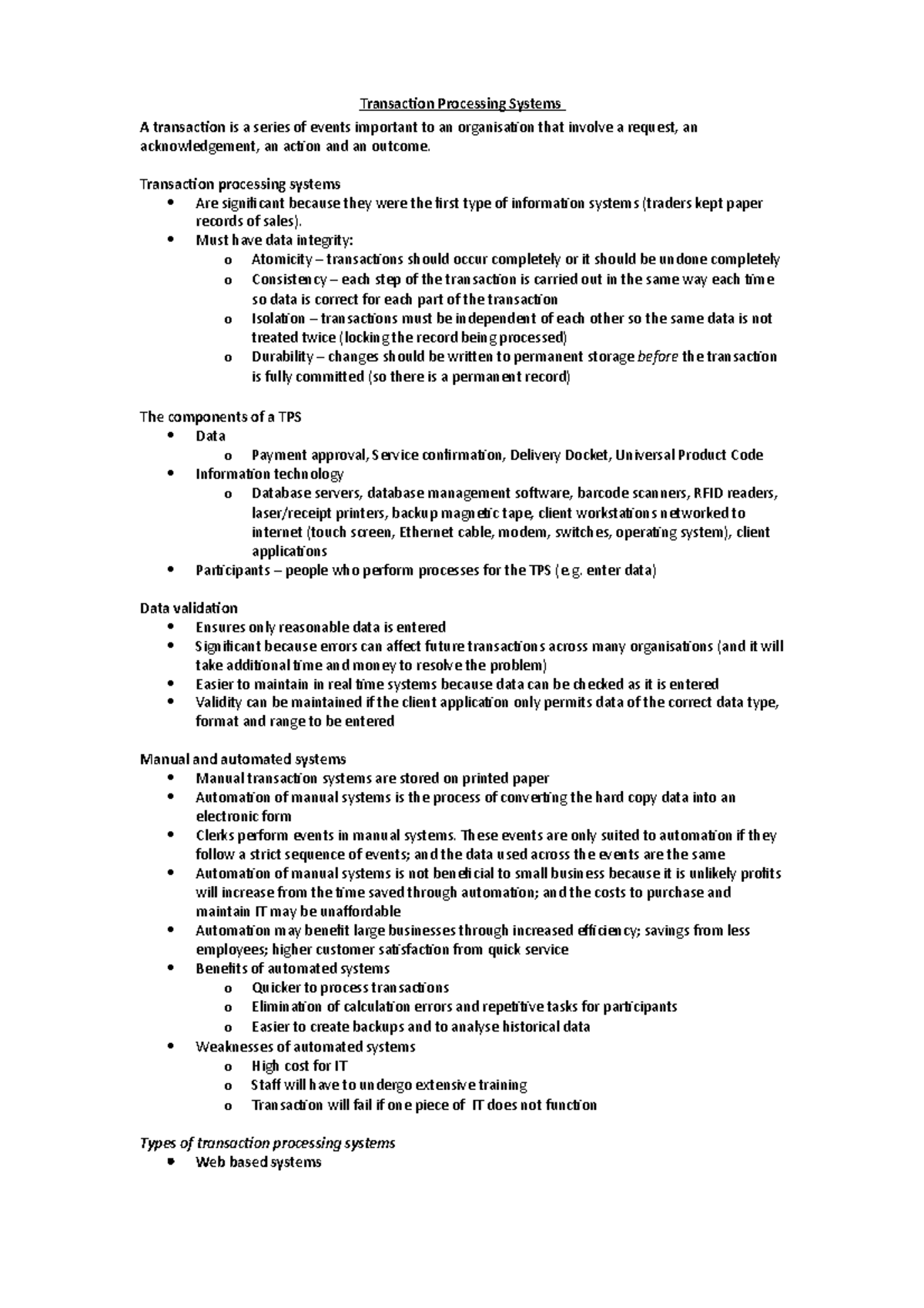 Transaction Processing Systems AJ - Transaction Processing Systems A ...