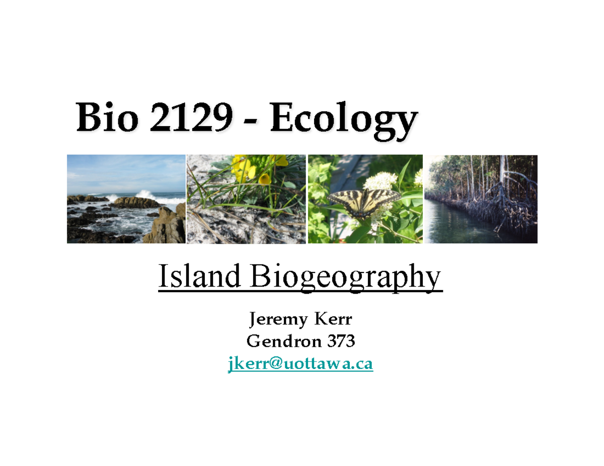 Lecture 15 - Prof. Kerr - Bio 2129 - Ecology Jeremy Kerr Gendron 373 ...