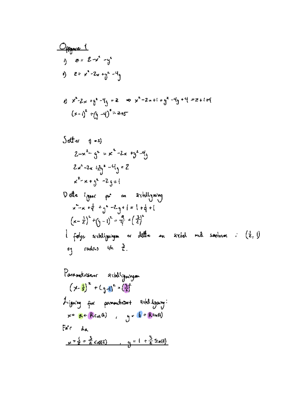 Innlevering 1 - Øving 1 Matematikk 2 - Oppgave 1 1 2 2 1 Y 2 2 1 2 5 4g ...