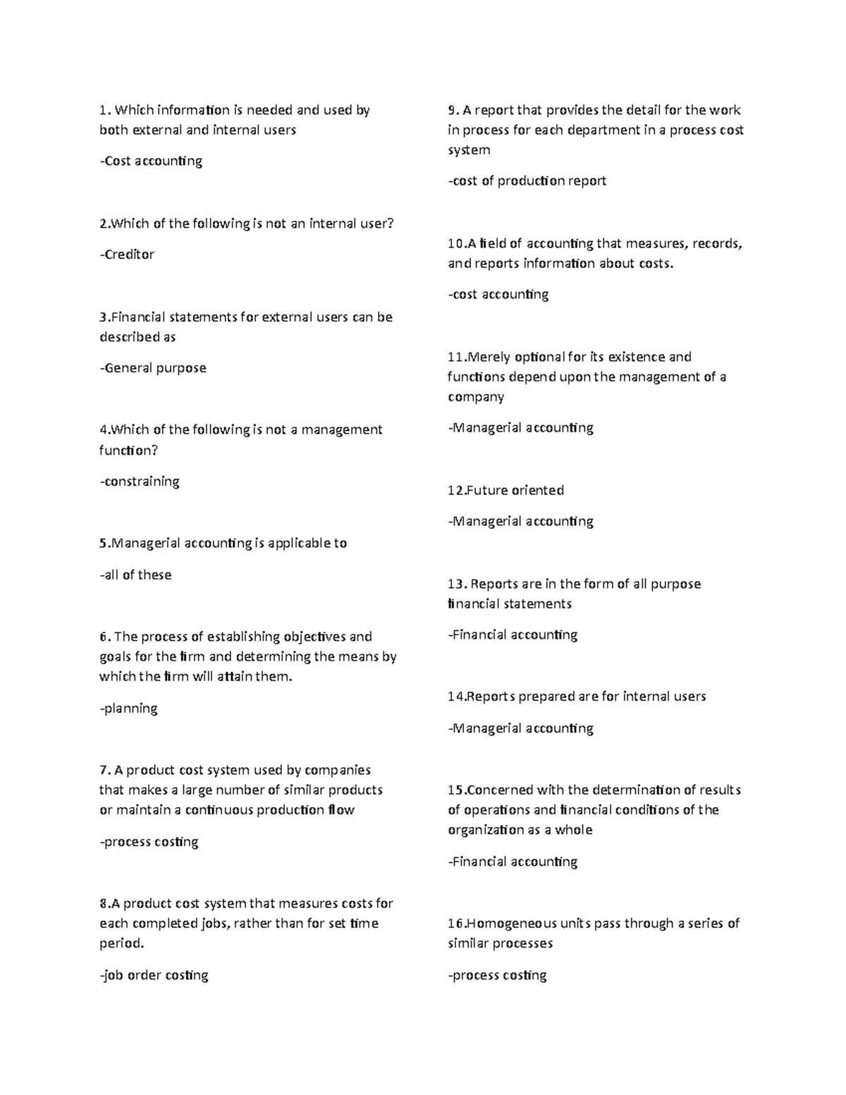 Cost Accounting Chapter 1 by De Leon 2019 Which information is needed