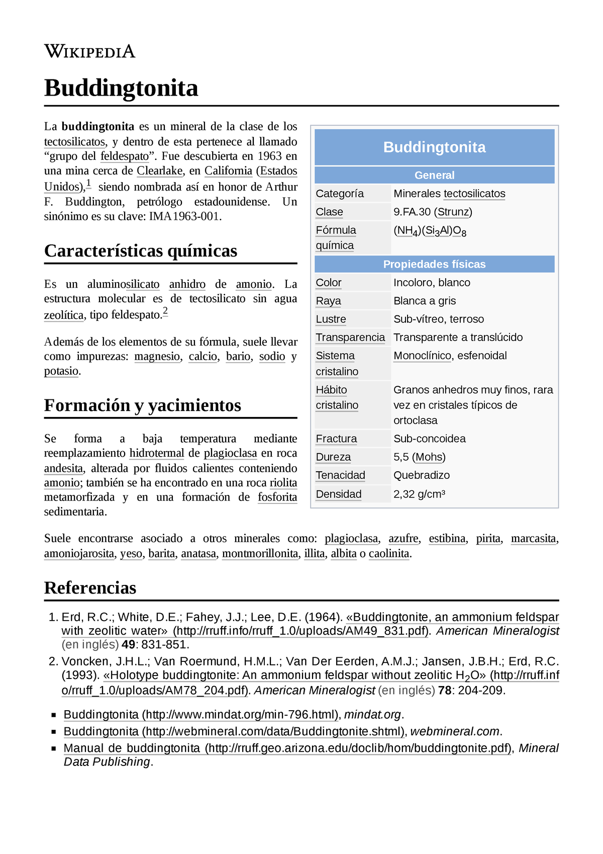 Buddingtonita Es Una Investigacion Importante De La Materia Relacionada Con El Tema Ya