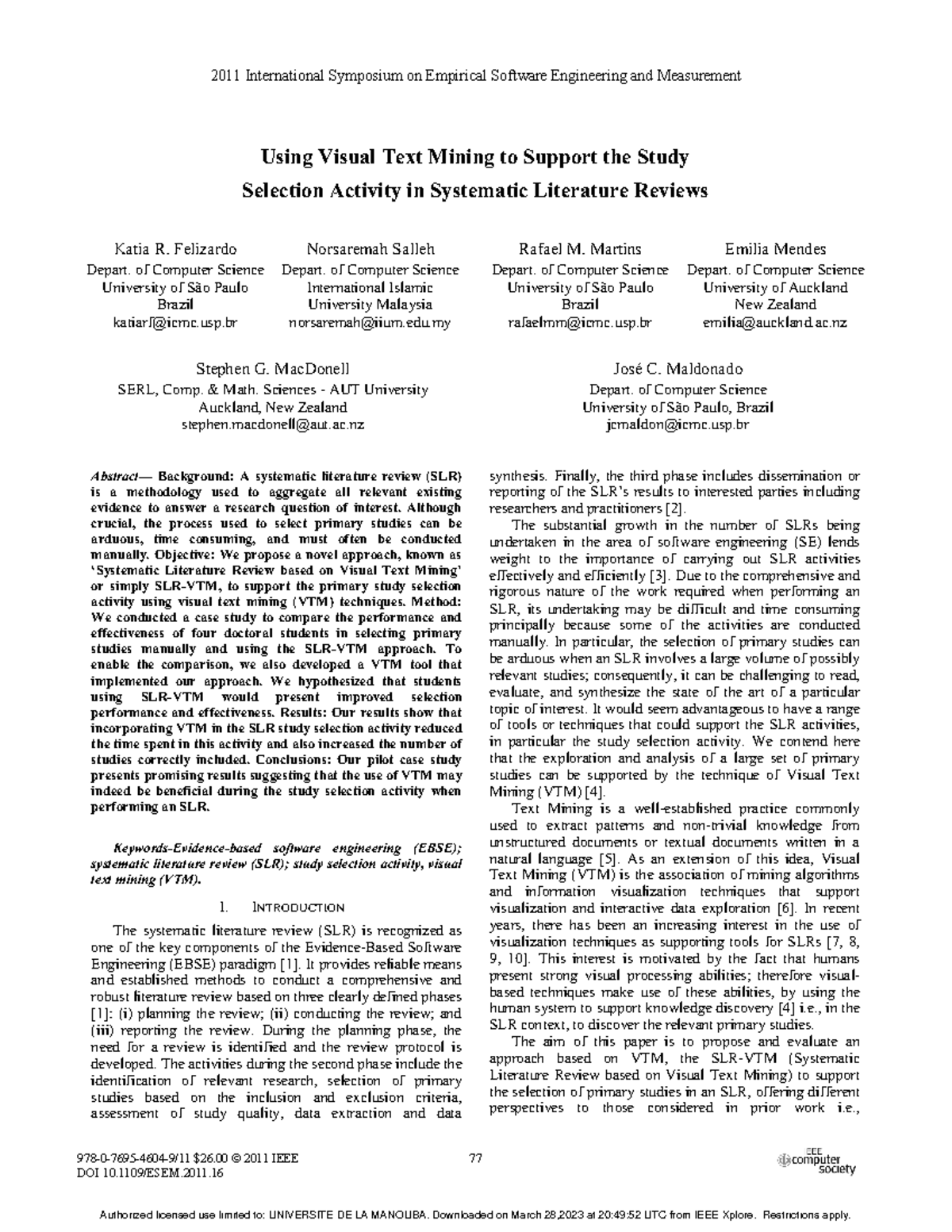 systematic literature reviews through visual text mining