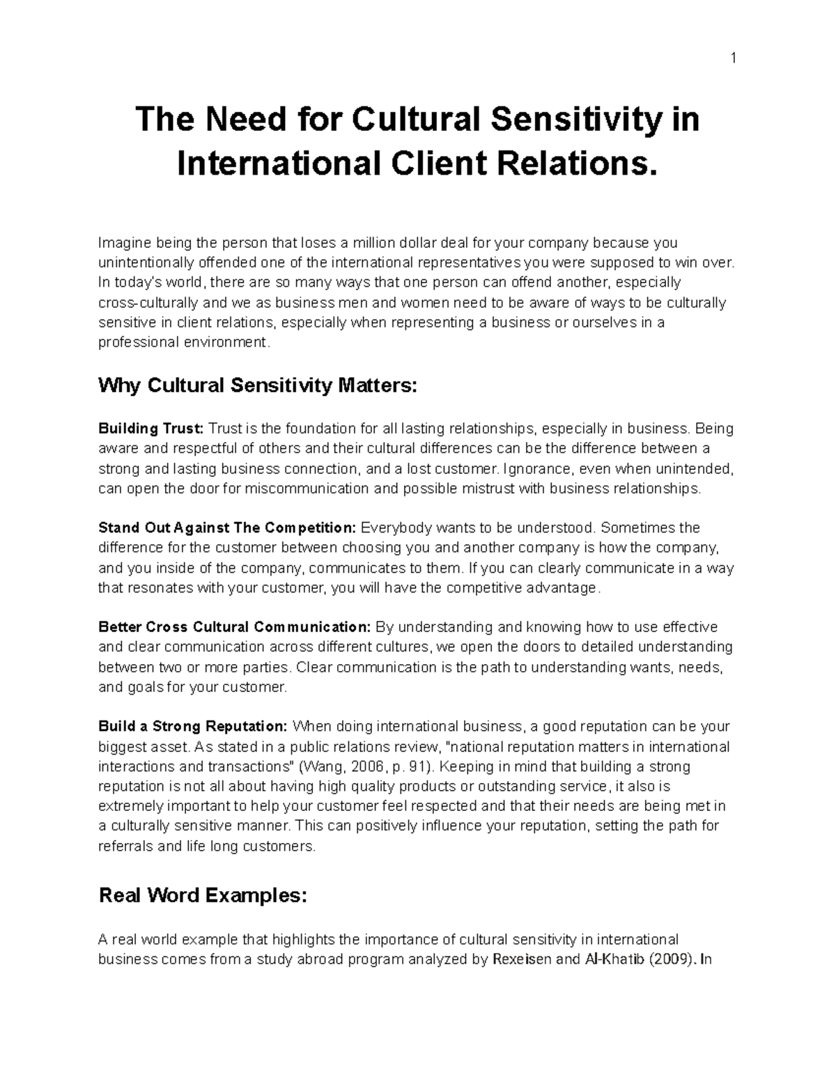 The Need for Cultural Sensitivity in International Client Relations ...