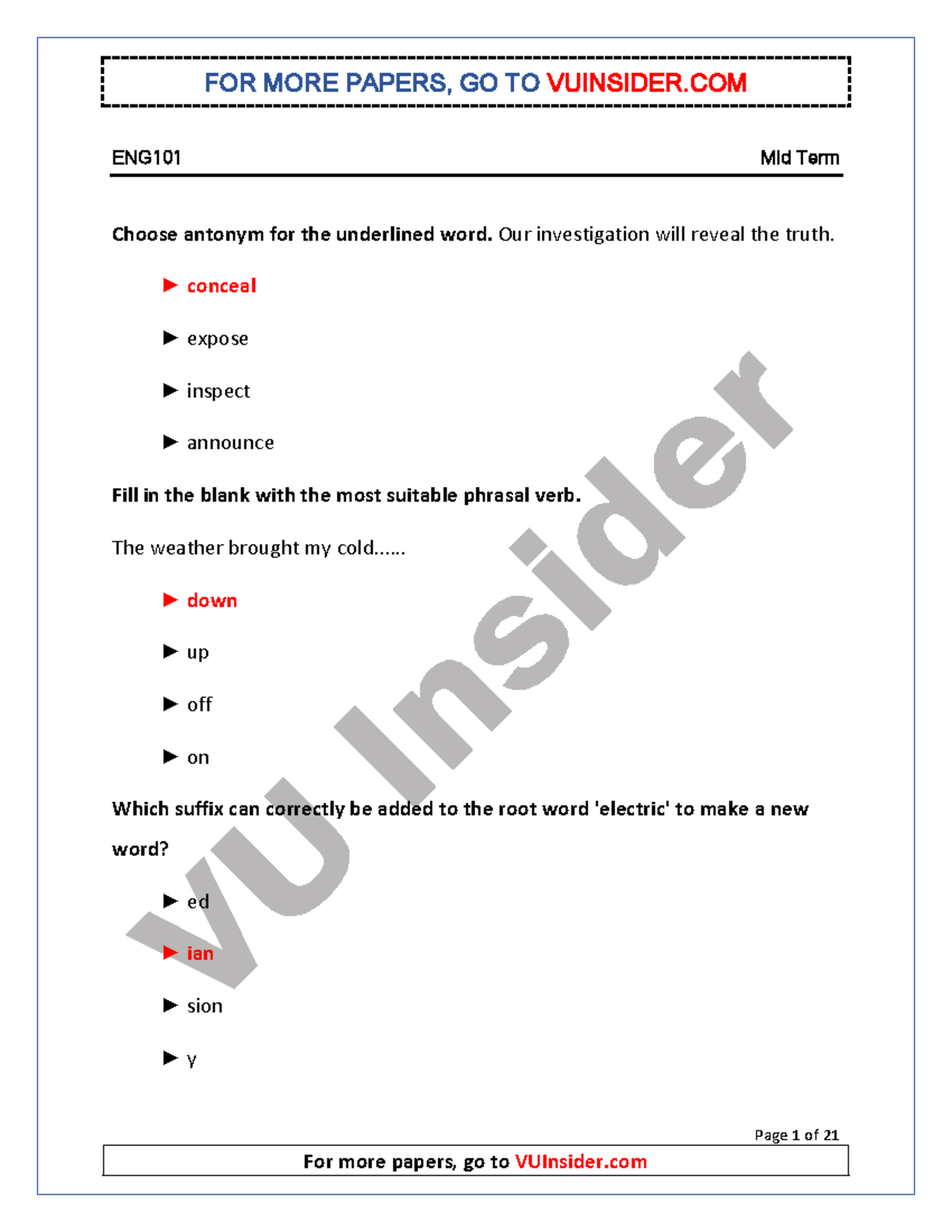 Eng101 Mid Term Past Papers Mega File 1 By Asfand Yarr Eng1 01 Mid Term Page 1 Of 21 Choose Eng101 Mid Term Past Papers Mega File 1 By Asfand Yarr Eng1 01 Mid Term Page 1 Of 21 Choose