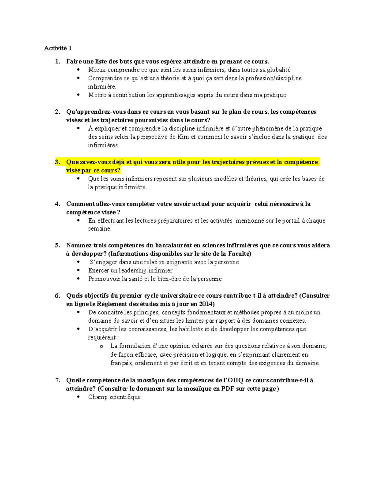 Exemple De Questions De L Examen De L Oiiq Activité 1 du Cours 1 Questions aux réponses - Activité 1 1. Faire une  liste des buts que vous - Studocu