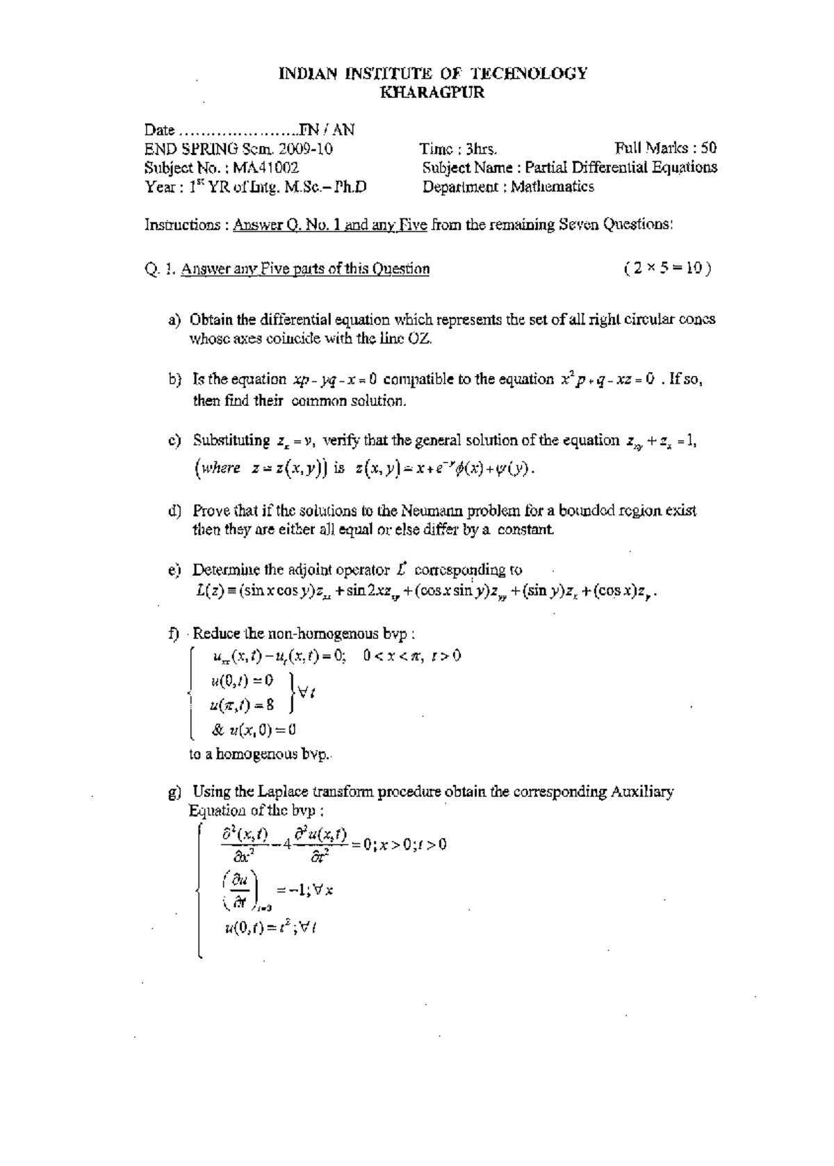 Partial differential equations - Studocu