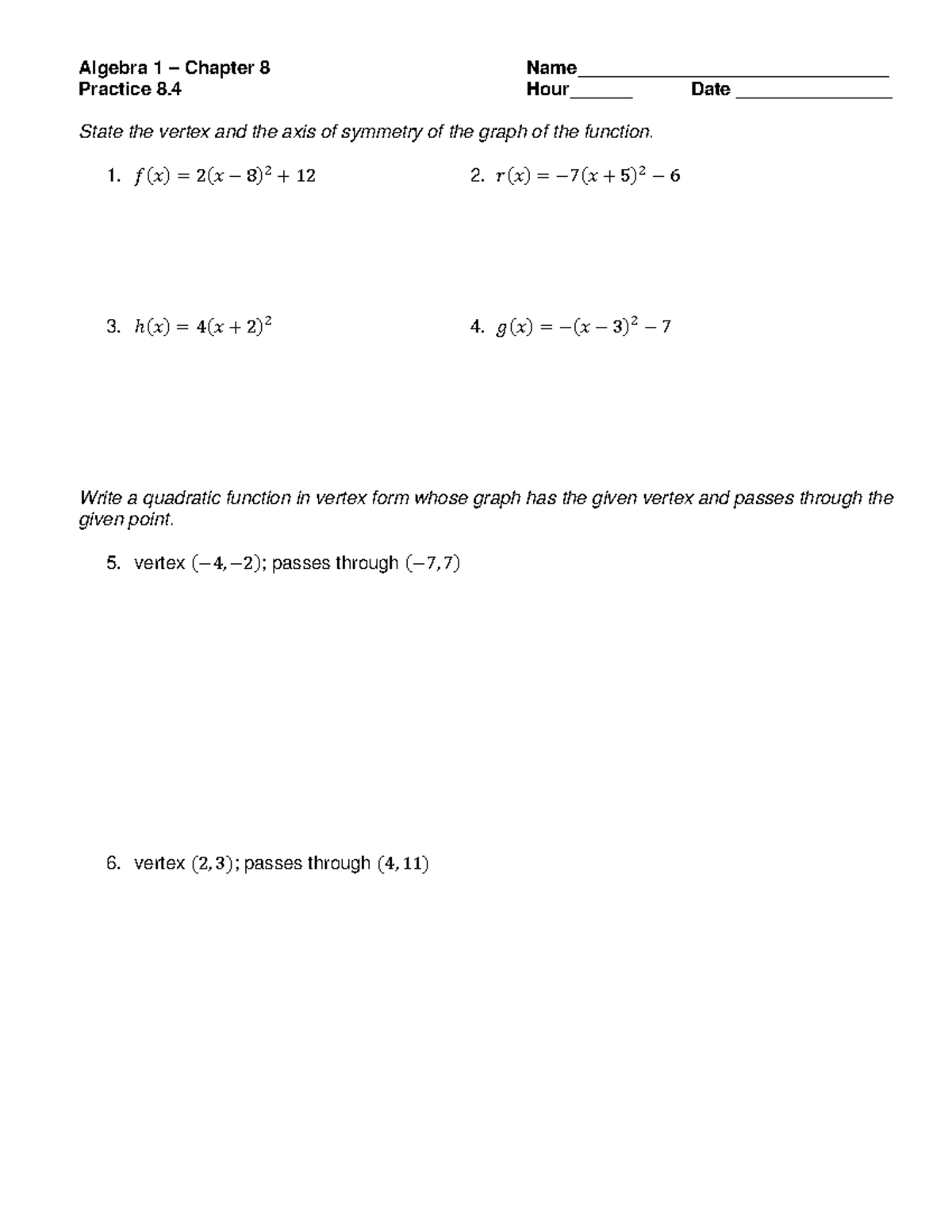 Practice 8 - uykjndgf vfdbnbv d dffd fd ugf f - Algebra 1 – Chapter 8 ...