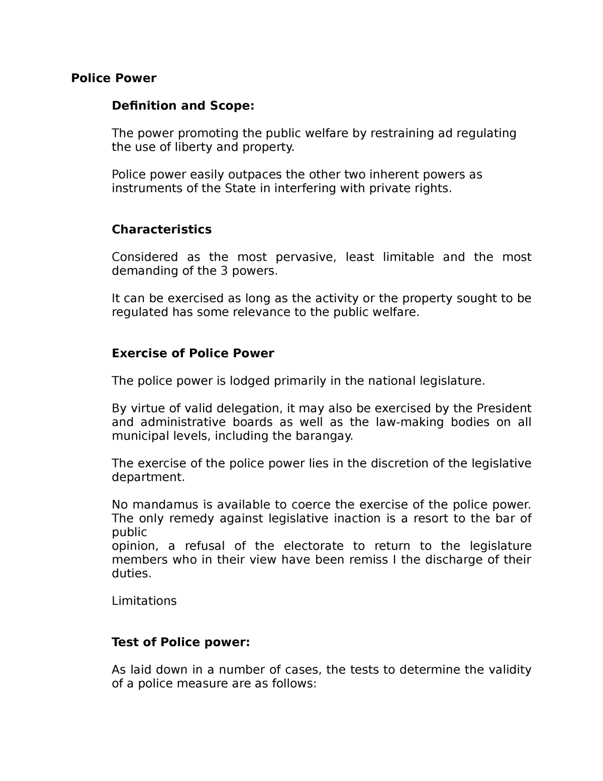 Assignment-2 - Powers Of The State - Police Power Definition And Scope ...