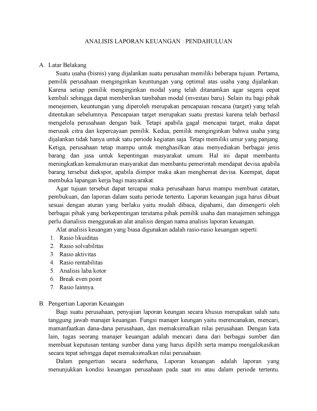 BAB 1 Analisis Laporan Keuangan - ANALISIS LAPORAN KEUANGAN ...