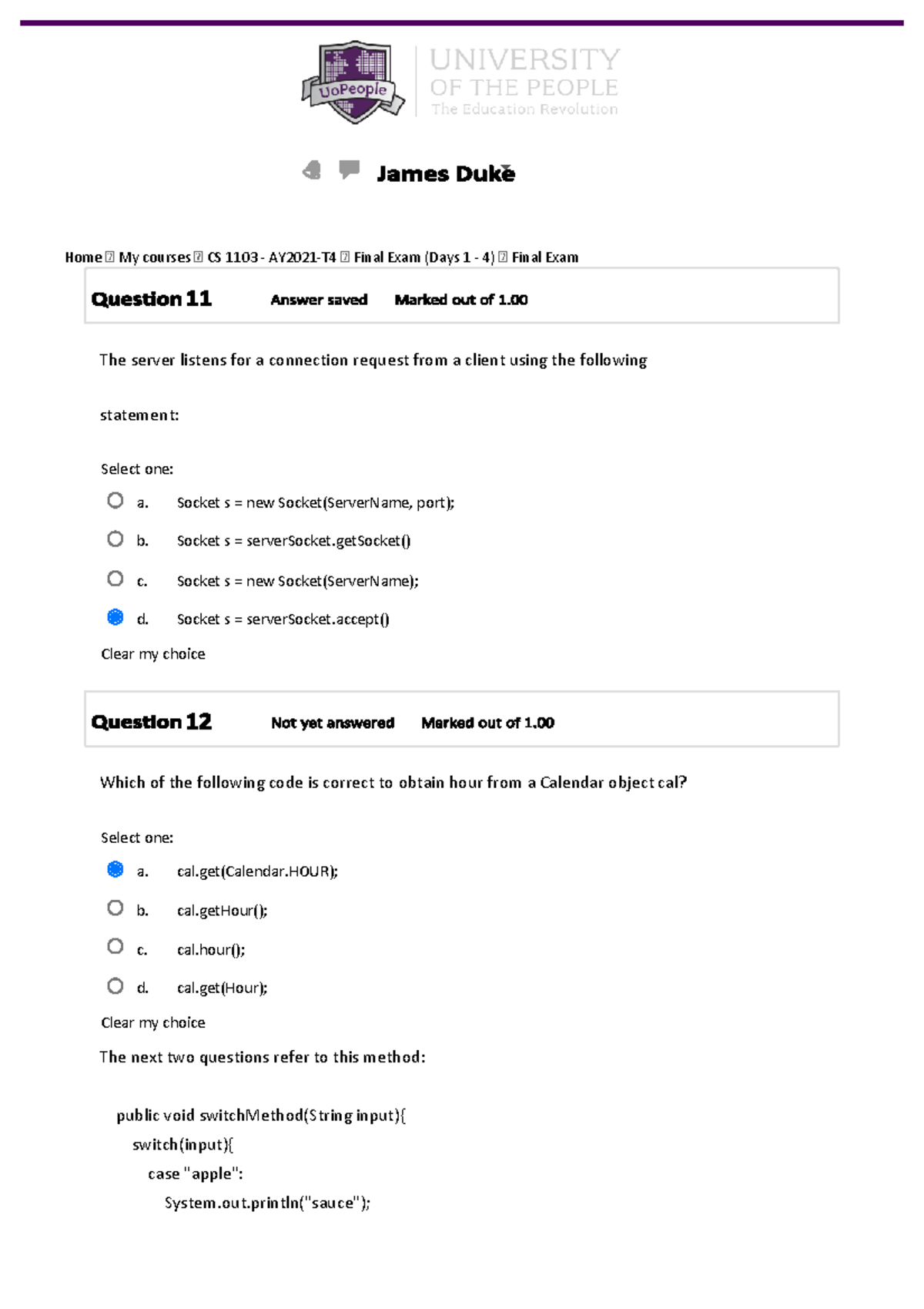 Final Exam For Programming 2 (page 2 Of 3) - Home My Courses CS 1103 ...