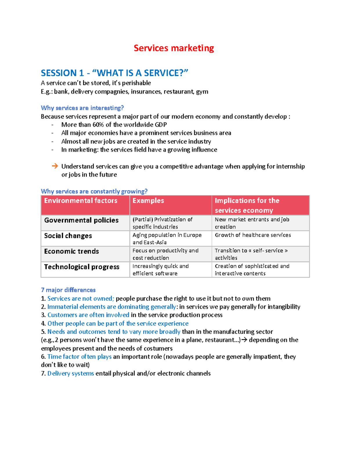 Services Marketing Cours - Services marketing SESSION 1 - “WHAT IS A ...