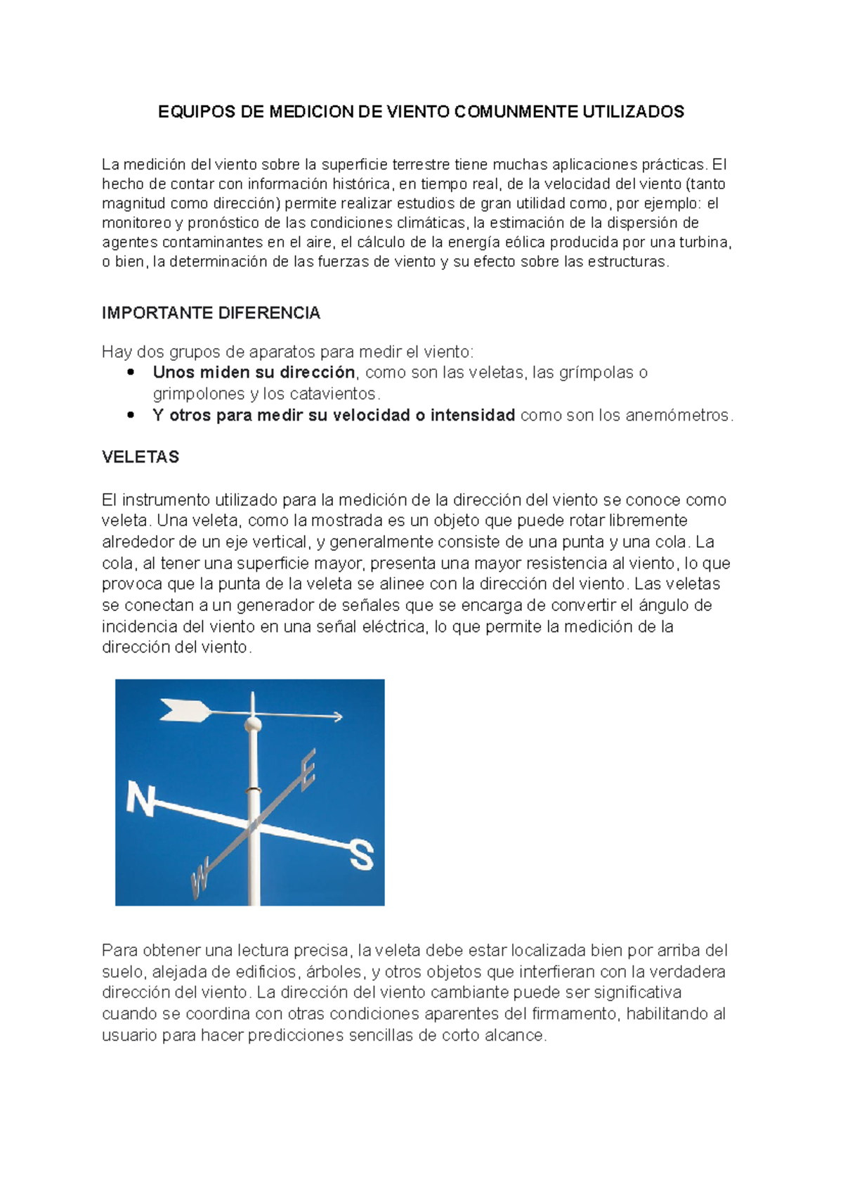 Equipos DE Medicion DE Viento Comunmente Utilizados - EQUIPOS DE ...