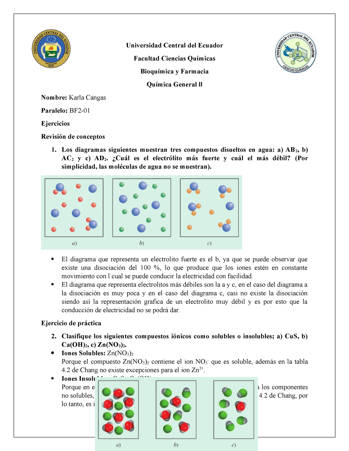 Ejercicios De Quimica Deber De Química Universidad Central Del Ecuador Facultad Ciencias 5468