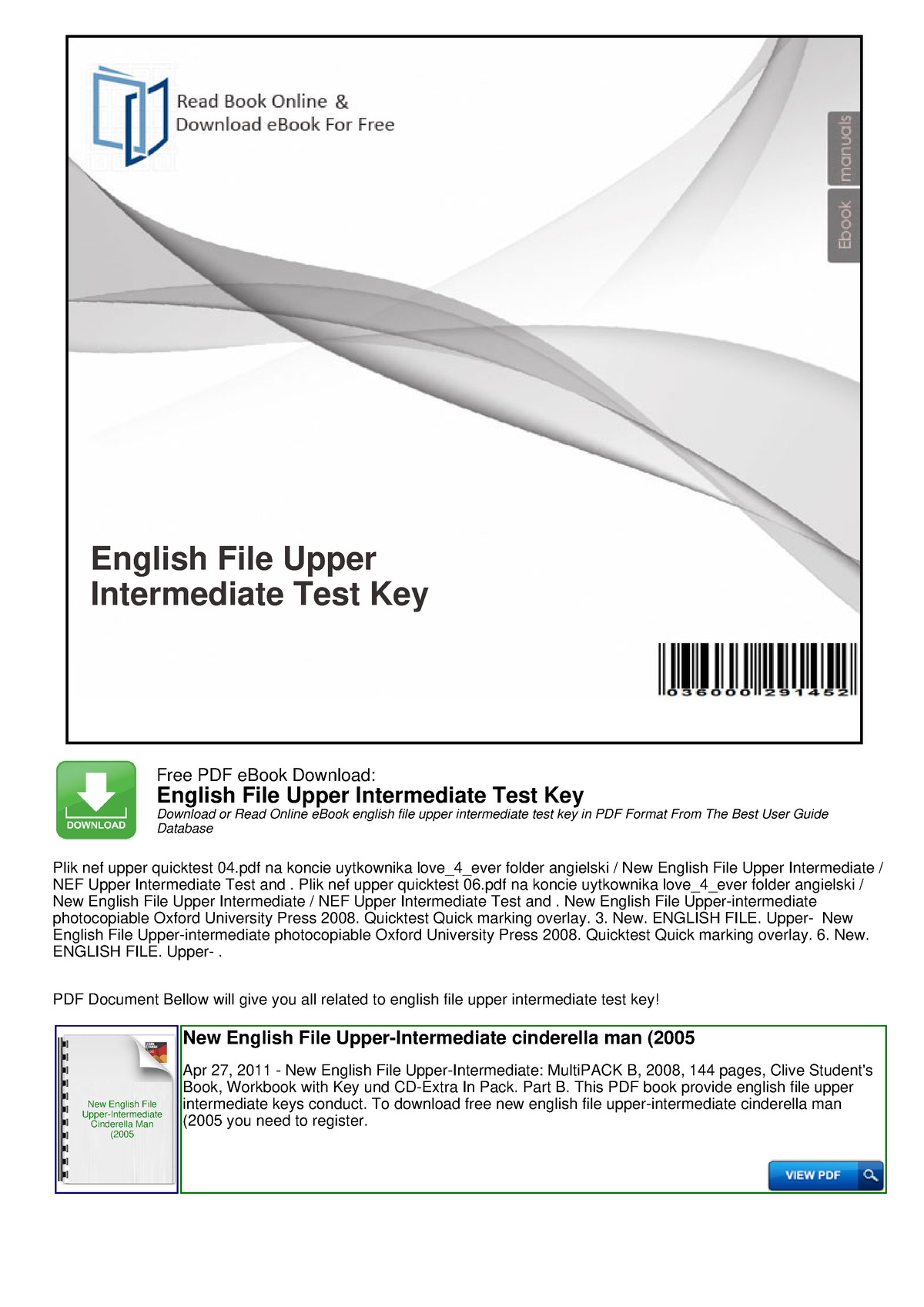 Pdfcoffee - English File Upper Intermediate Test Key Free PDF EBook ...