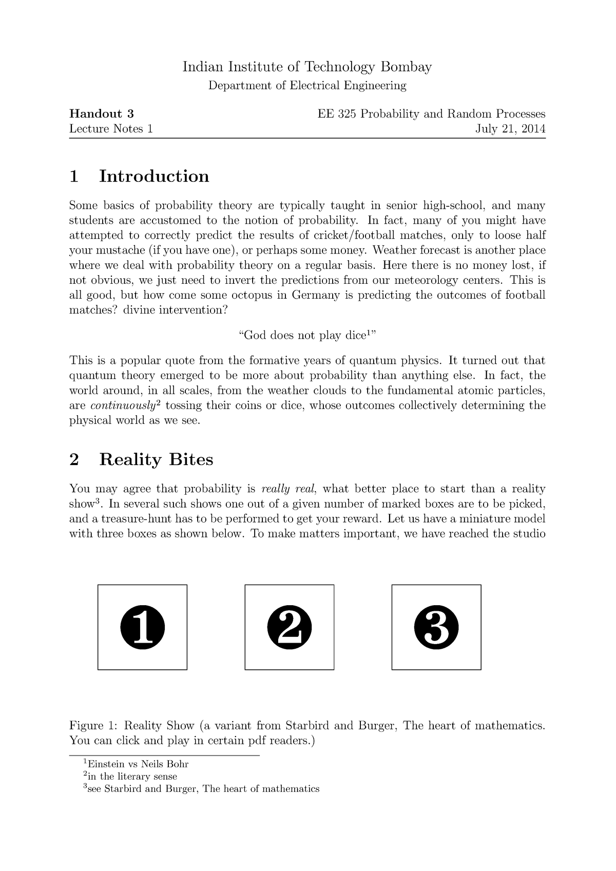 Lect1 Notes - Probability And Random Processes - Indian Institute Of ...