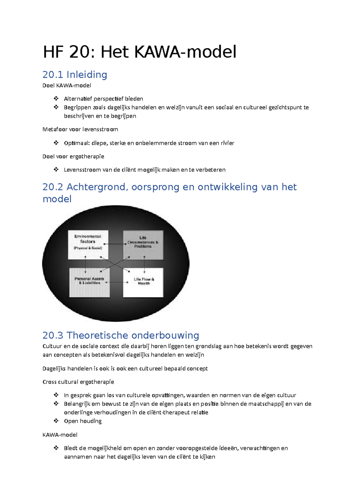HF 20 KAWA model - grondslagen van ergotherapie - HF 20: Het KAWA-model ...