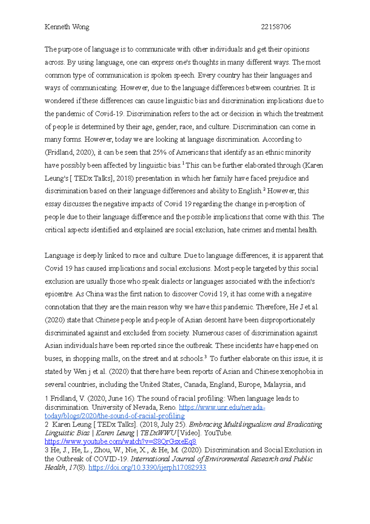 Source-based Essay Kenny - The purpose of language is to communicate ...