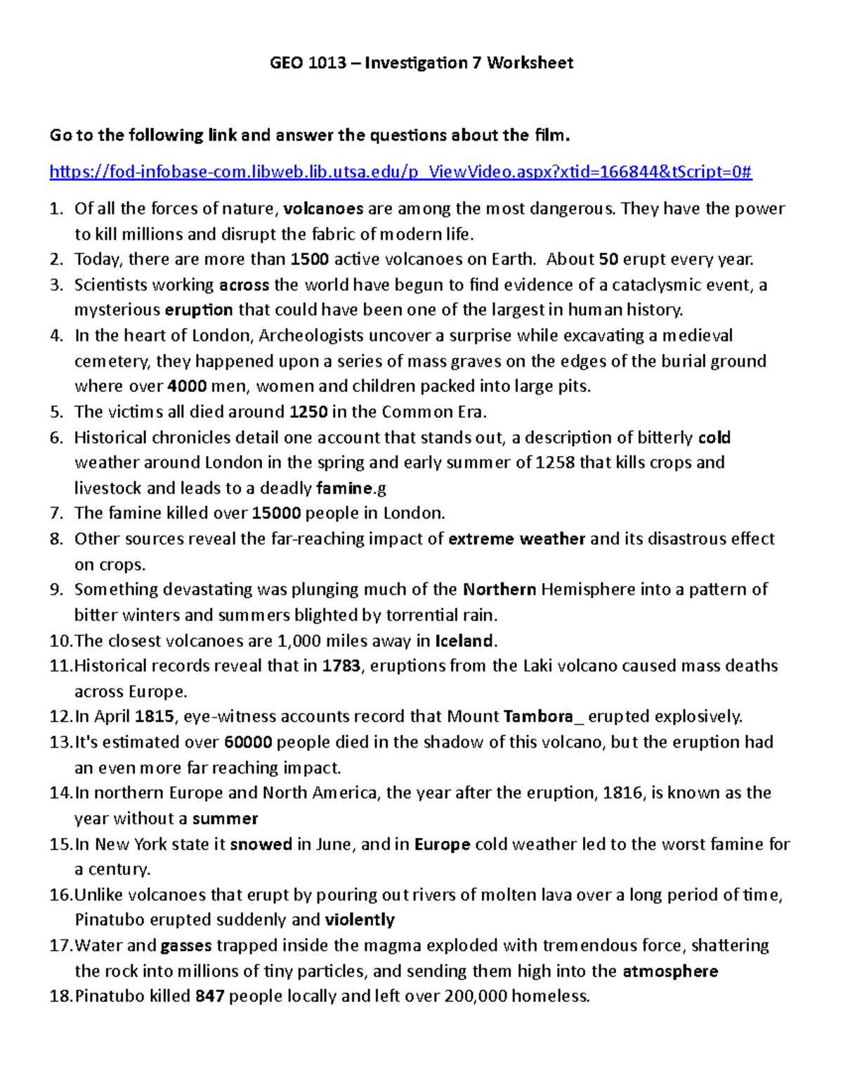 Geo Module Inv Geo Investigation Worksheet Go To The