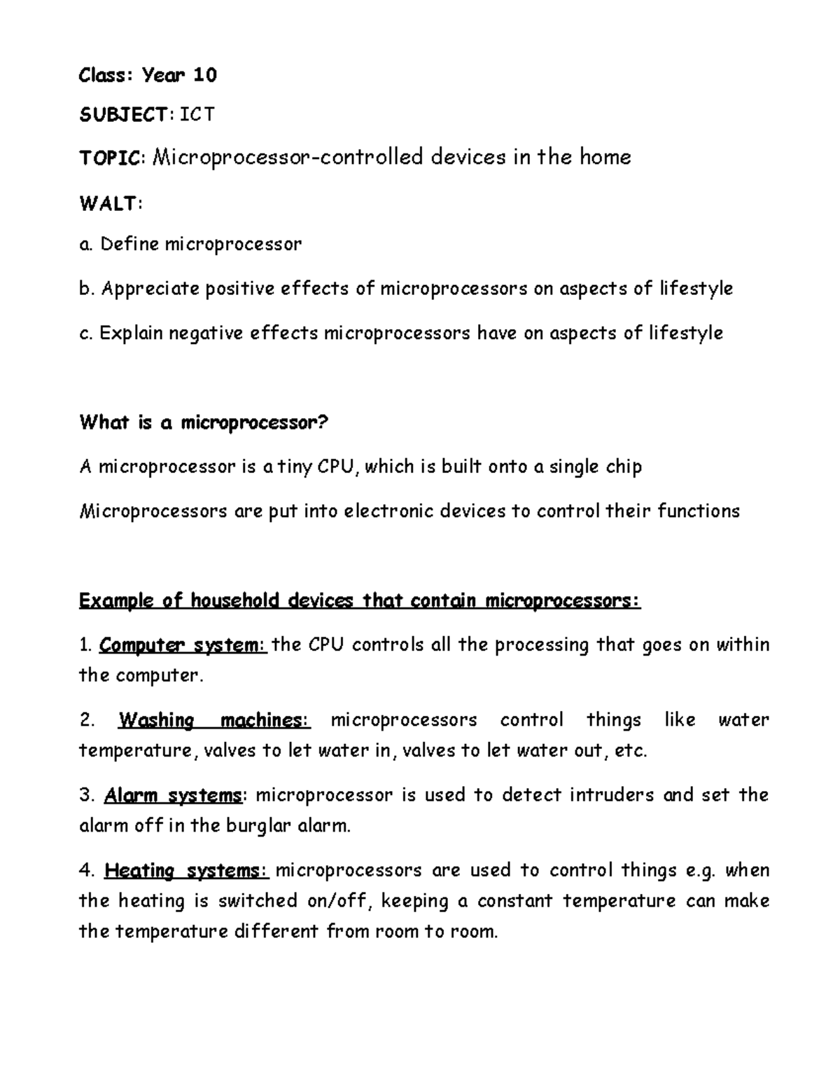 Microprocessorcontrolled devices in the home Define microprocessor b