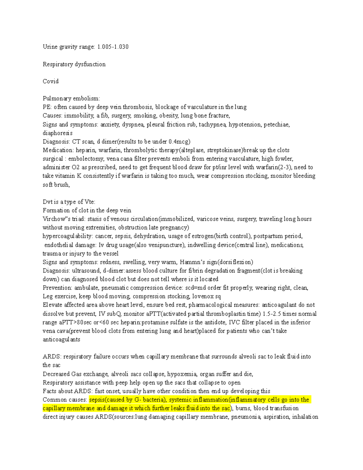 Med surg exam2 renal, respiratory, and endocrine dysfunctions - Urine ...