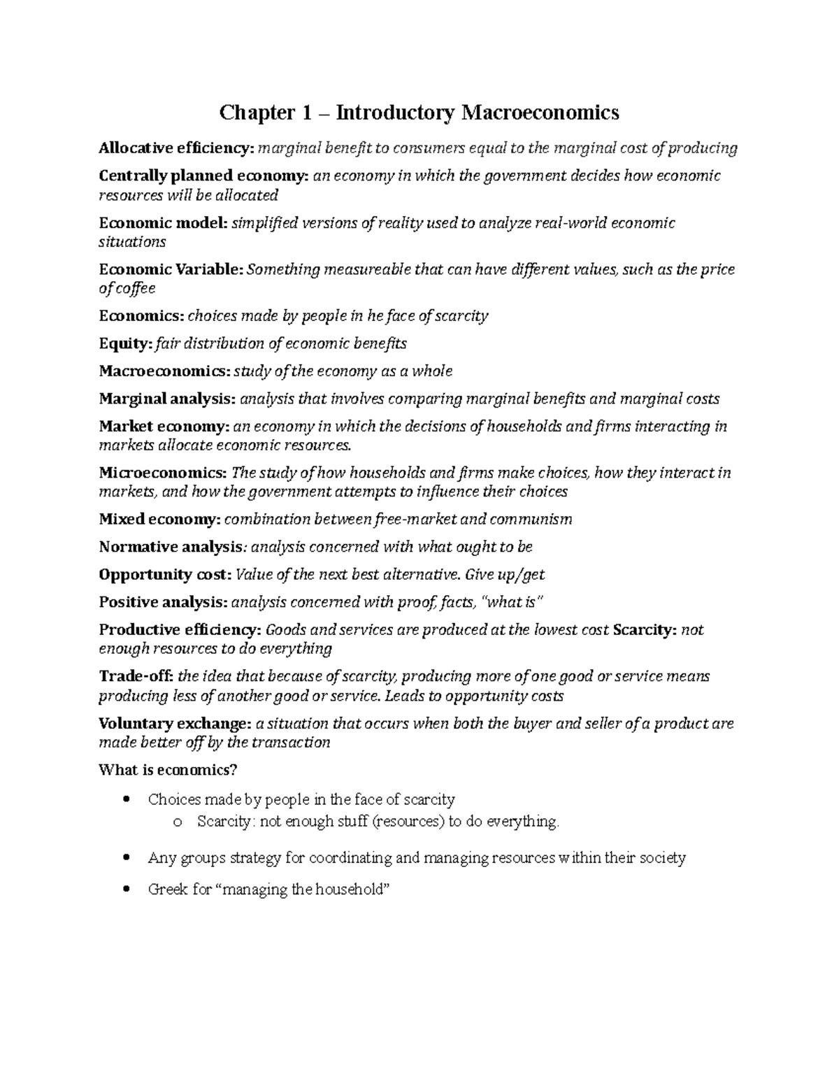 ECON 201 - Chapter 1 - Chapter 1 – Introductory Macroeconomics ...