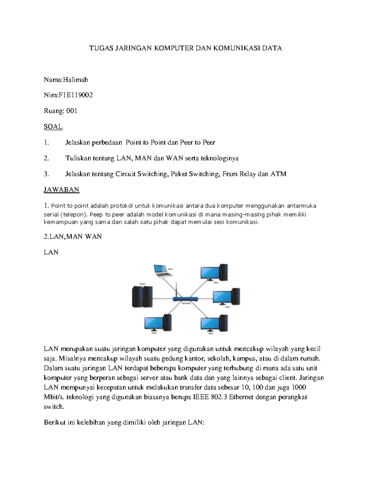 Tugas Jaringan Komputer Dan Komunikasi Data Tugas Jaringan Komputer