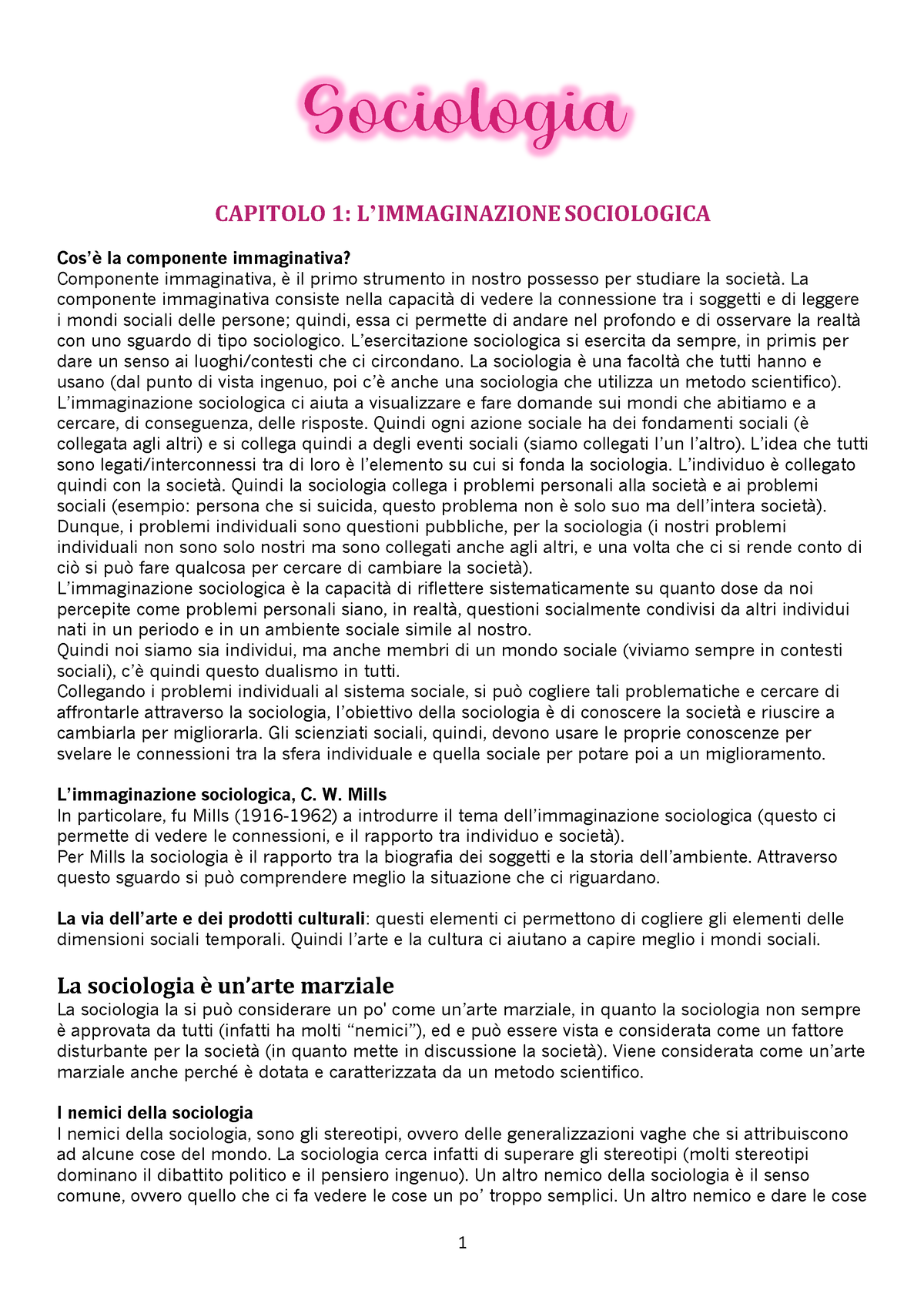 Le 10 leggi del potere, Sintesi del corso di Sociologia