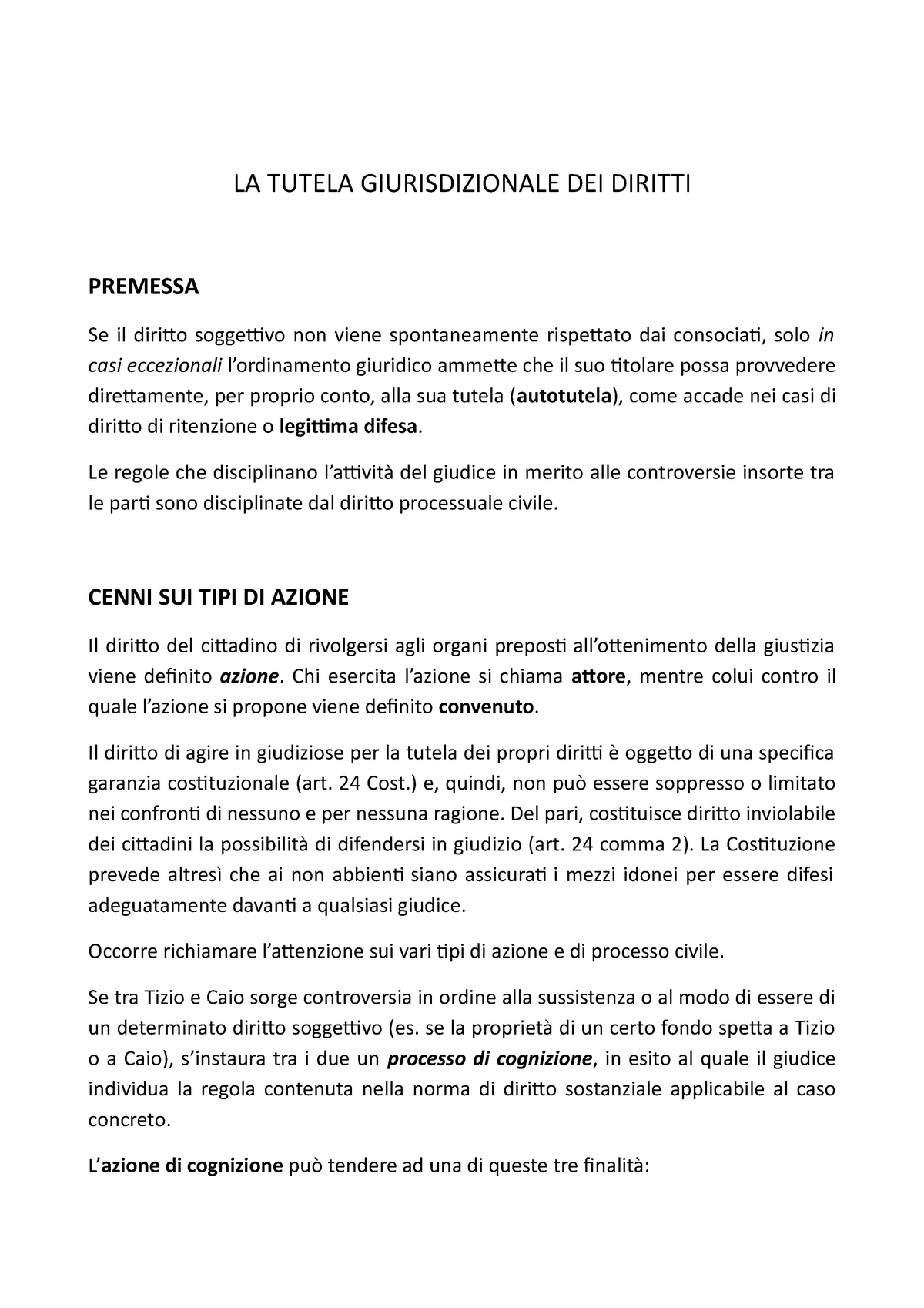 La Tutela Giurisdizionale Dei Diritti La Tutela Giurisdizionale Dei Diritti Premessa Se Il 3011