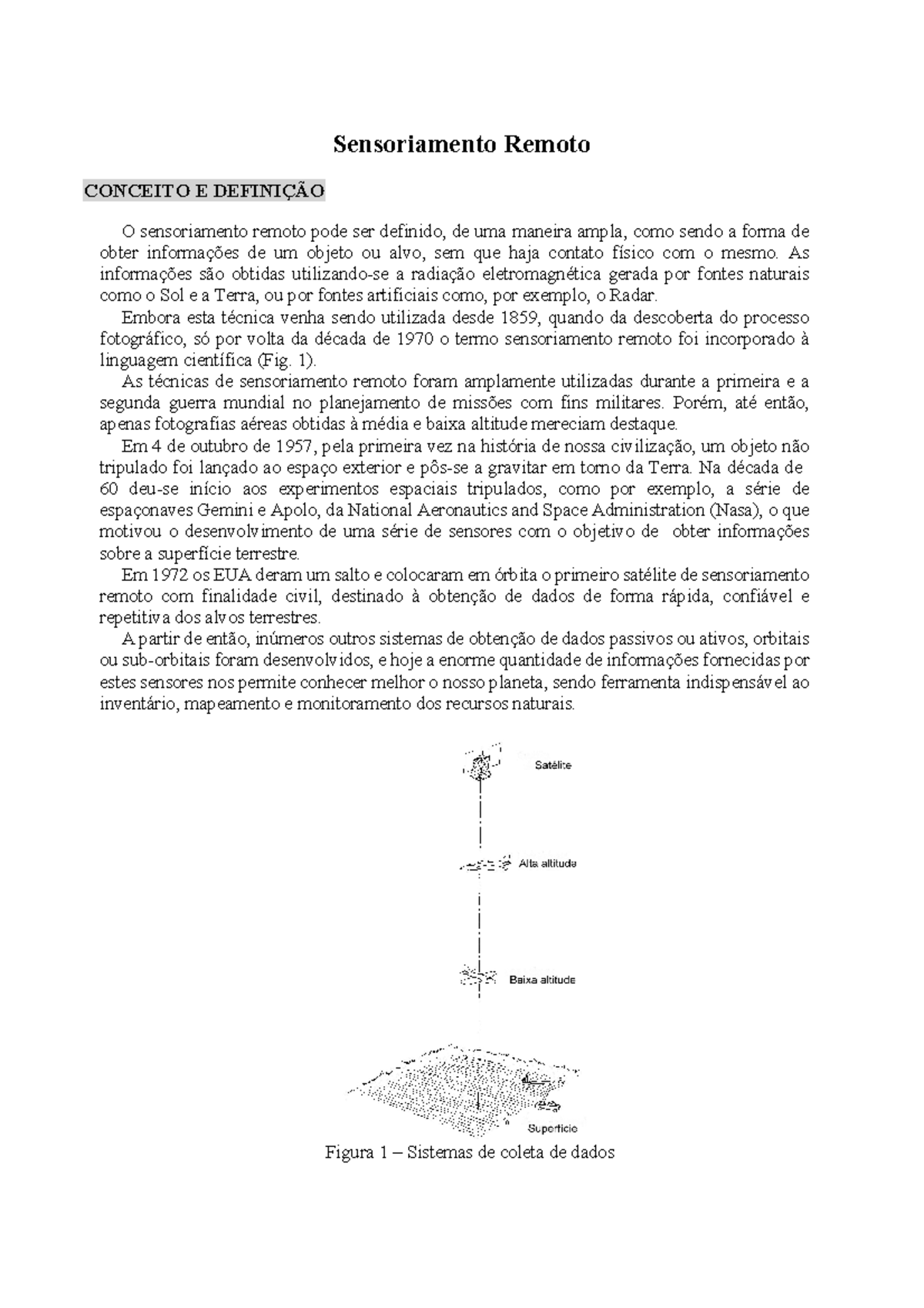 Sensoriamento Remoto (Definição) - Sensoriamento Remoto CONCEITO E ...