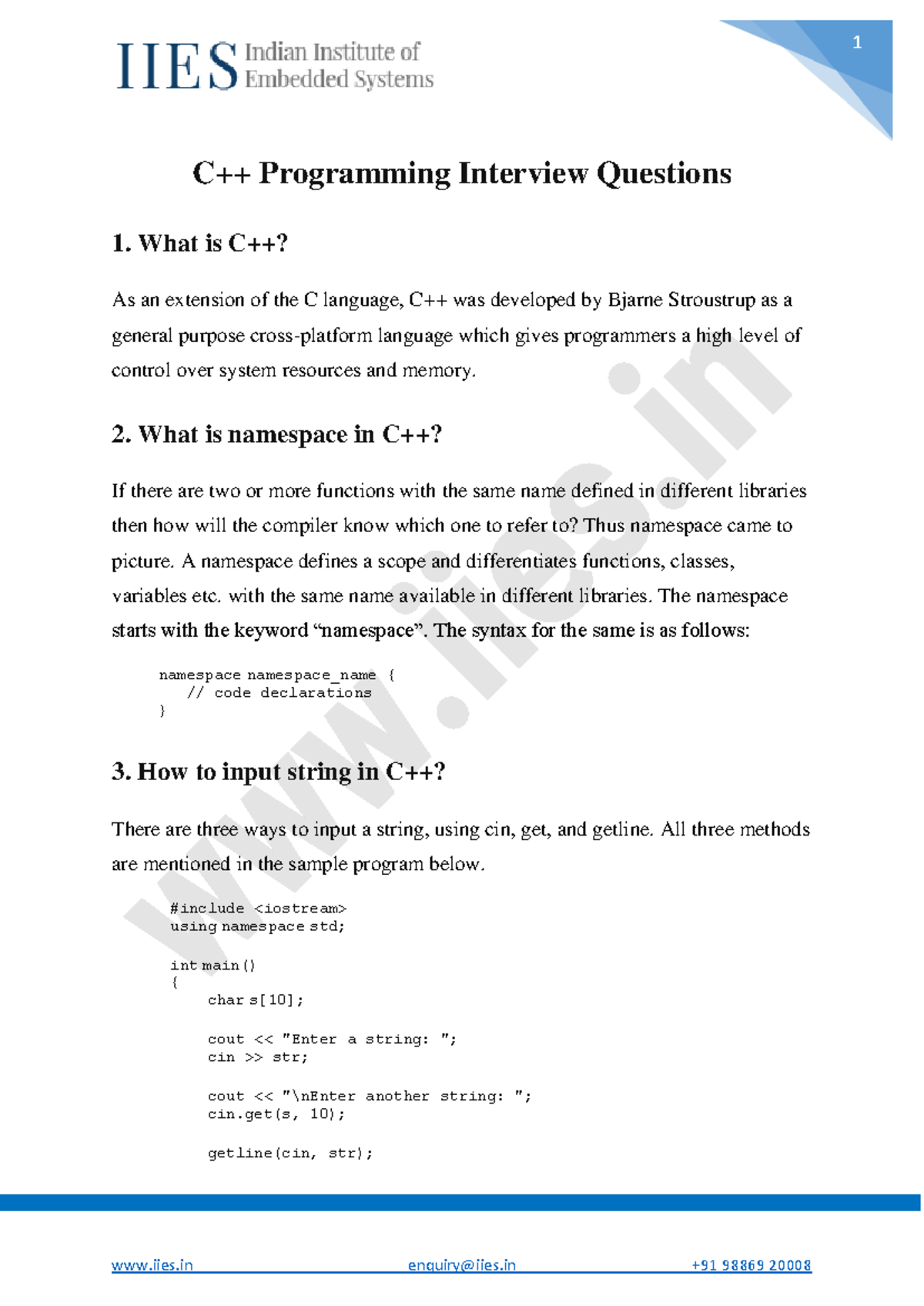 C++ interview Questions - C++ Programming Interview Questions 1. What ...