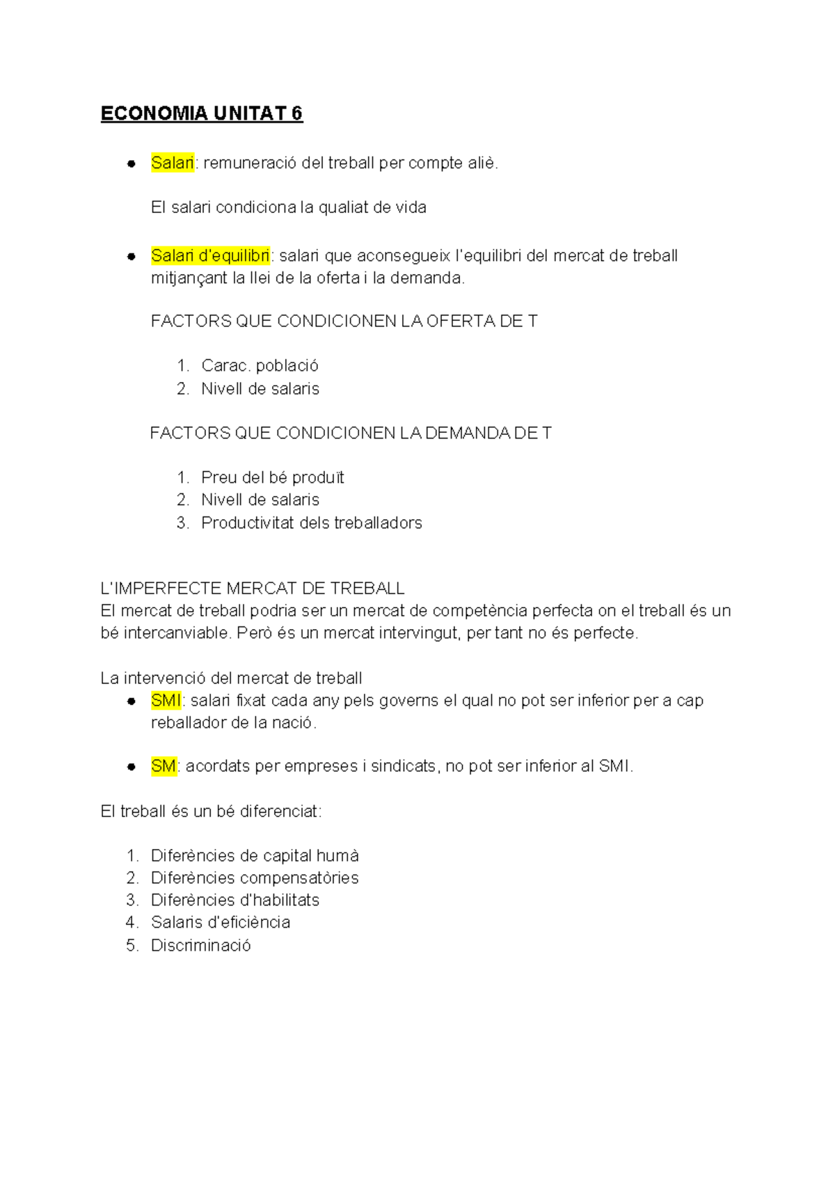 Economia Unitat 6-2 - ECONOMIA UNITAT 6 Salari: Remuneració Del Treball ...