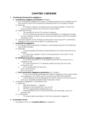 Torts Law Outline - 2 - Collateral source rule o D does not get “credit ...